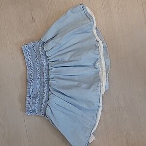 J Crew Crewcuts Smocked Skirt Size XS 4/5 Chambray Lined Neutral Girls Kids